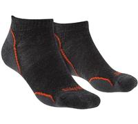 Bridgedale - Mens Hiking Merino Low Socks - Anthracite / Orange - Grey Wool - Size UK 6-8