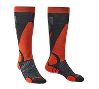 Bridgedale Men's Lightweight Ski-Merino Endurance Socks, Graphite/Orange, M