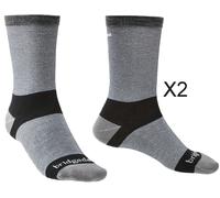 Bridgedale Socks Bridgedale Men's Ultra-Lightweight Coolmax Performance Liner Socks TWIN PACK {BR-710539} - Grey - Medium