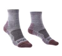Bridgedale Socks Bridgedale Women's Lightweight Merino Performance Hiking Mini-Crew Socks - Uk: 3-4.5, Heather Grey/damson Red