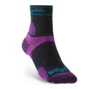 Bridgedale Socks Bridgedale Women's Ultra-Lightweight T2 Merino Run Mini-Crew Socks - Uk: 7-8.5, Charcoal Grey Purple