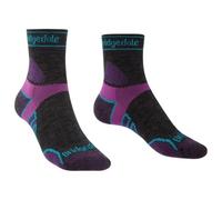 Bridgedale TRAIL RUN Lightweight T2 Merino Sport 3/4 Crew-Women's- Medium-Charcoal / Purple