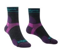 Bridgedale TRAIL RUN Ultralight T2 Merino Sport 3/4 Crew-Women's- Small-Charcoal / Purple