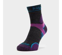 Bridgedale TRAIL RUN Lightweight T2 Merino Sport 3/4 Crew-Women's- Large-Charcoal / Purple