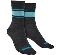 Bridgedale - Womens Liner Base Layer Merino Socks - Dk Grey / Blue Merino Wool - Size 7-8.5 (UK Shoe)