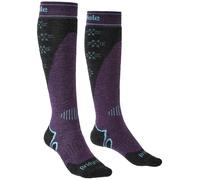 Bridgedale Women's Midweight Merino Performance Endurance Ski Socks {BR-710641} - Dark Purple/Sky Blue - Small