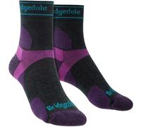 Bridgedale - Womens Ultralight Merino Socks - Charcoal / Purple - Grey Merino Wool - Size 3-4.5 (UK Shoe)