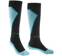 Bridgedale Women's Ski Heavyweight Merino Performance Over Calf Socks-Black/Blue
