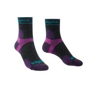 Bridgedale TRAIL RUN Ultralight T2 Merino Sport 3/4 Crew-Women's- Large-Charcoal/Purple