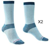Bridgedale Socks Base Layer Coolmax Liner Boot – 2 Pack – Women's Medium Sky