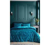 Bridgerton By Catherine Lansfield 'Regal Birds' Soft Velvet Duvet Cover Set in Teal | Size: Single Bridgerton By Catherine Lansfield Teal Single