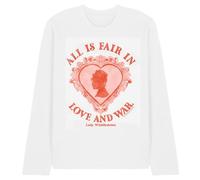 Bridgerton Love and War Lady Whistledown Unisex Long Sleeve T Shirt, White, Medium