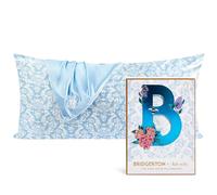 Bridgerton x Kitsch Satin Pillow Case, King Size, Softer Than Real Silk, Soft Smooth Cooling Pillowcases with Zipper, Bedroom Essentials, 48.3 x 91.4 cm, Toile de Blue, 1 Piece