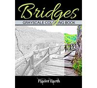 Bridges Grayscale Coloring Book: Beautiful Bridges in the Forest. Grayscale Coloring Book for Adults.