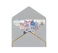 Bridges In The City Elegant Greeting Card â€“ Premium Pearl Paper Holiday & Birthday Card With Gold Trim â€“ Blank Inside For Personal Message