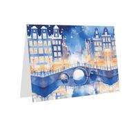 Bridges In The City Elegant Greeting Card On Pearl Paper â€“ Premium Shimmering Design For Christmas, Birthday, Wedding & Valentineâ€™s Day Celebrations