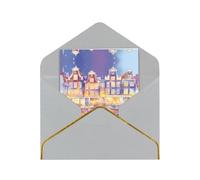 Bridges In The City Elegant Greeting Card - Premium Pearl Paper Foldable Card With Gold Trim, Blank Inside For Personal Message - Perfect For Christmas, Birthday, Wedding & Valentine’s Day