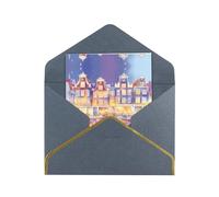 Bridges In The City Elegant Greeting Card - Premium Pearl Paper Foldable Card With Gold Trim, Blank Inside For Personal Message - Perfect For Christmas, Birthday, Wedding & Valentine’s Day