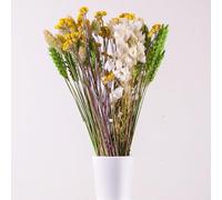 Bridget Dried Flower Bouquet 50cm - Neutral and Yellow Dried Flower Bouquet in Craft Paper Sleeve - Flowers for Vase - Home Decor Accessories Living Room - Decorative Flower Arrangements