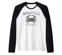 Bridgeville Delaware Crab Town Since 1850 Navy Blue Letters Raglan Baseball Tee