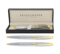 Bridgewater Pen Company Executive Ball Point Pen & Mechanical Pencil Gift Set Collection, Boxed, Sleeved (Lancaster, Gold Trim)