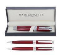 Bridgewater Pen Company Executive Ball Point Pen & Mechanical Pencil Gift Set Collection, Boxed & Sleeved (Galway, Red)