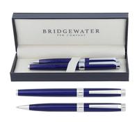 Bridgewater Pen Company Executive Ball Point Pen & Mechanical Pencil Gift Set Collection, Boxed & Sleeved (Galway, Blue)