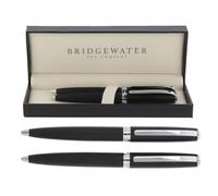 Bridgewater Pen Company Executive Ball Point Pen & Mechanical Pencil Gift Set Collection, Boxed, Sleeved (Sterling, Black)