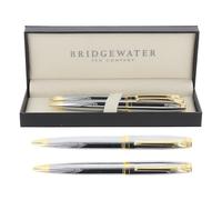 Bridgewater Pen Company Executive Ball Point Pen & Mechanical Pencil Gift Set Collection, Boxed, Sleeved (Chester, Gold Trim)