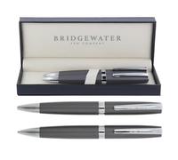 Bridgewater Pen Company Executive Ball Point Pen & Mechanical Pencil Gift Set Collection, Boxed, Sleeved (Hereford, Grey)