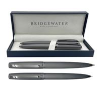 Bridgewater Pen Company Executive Ball Point Pen & Mechanical Pencil Gift Set Collection, Boxed, Sleeved (Sterling, Gunmetal)