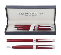 Bridgewater Pen Company Executive Ballpoint Pen & Rollerball Pen Gift Set Collection, Boxed & Sleeved (Galway, Red)