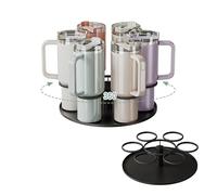 Bridgify Stanley Cup Holder Rotating Tumbler Holder, Stanley 40 oz Cup Organizer and Storage, Water Bottle Organizer for Cabinet, Easy to Access, Equipped with Non-Slip Pad (Black)