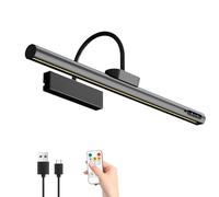 Bridika Picture Light Battery Operated, 19.7in Picture Lights for Wall, 3 Colors & Brightness Dimmable, Rechargeable Art Light for Paintings Photo Dartboard Gallery Bedroom Bathroom Black
