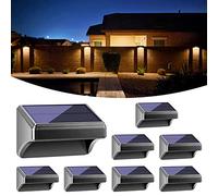 Bridika Solar Fence Lights Warm White & White, Solar Outdoor Wall Lights, Fence Solar Lights Outdoor Waterproof for Step, Backyard, Fence, Wall, Patio, Deck Railing, Stair (8 Pack)