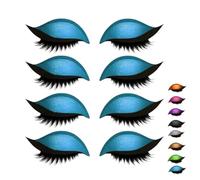 Bridle Bronze Eyelashes, Lazy Eye Shadow Eyelash Patch, Parches Para Pestañas, Eyeshadow Stickers, Colorful Eyeshadow and Lash Sticker for All Eye Shapes(Bluex4)