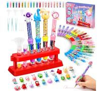 Bridokit Pen Making Kit for Kids, Make Your Own 20 Pcs Personalised Sparkly Pens with 20 Kinds of Decorations, Creative Arts and Craft Kits for Kids Girls Age 5 6 7 8 9 10 11 12,Girls Gifts Toys