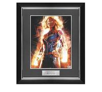 Brie Larson Signed Captain Marvel Poster. Deluxe Frame