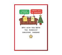 Brie Wish You Both The Merriest Christmas Cheddar! Funny Both Of You Christmas Card