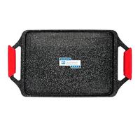 briebe Black Titanium Induction Roasting Griddle, Non-stick Titanium, Cast Aluminum, Roasting Tray 43 x 25 cm, PFOA-free Coating, Silicone Handles, Hob Ceramic, Gas, Oven