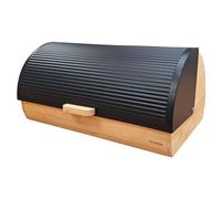 briebe Nordic Bamboo Wooden Bread Bin, Sliding Lid for Bread Storage, Bread Box for Pastry Storage, Modern Nordic Design, Black