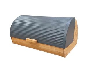 briebe Nordic Bread Bin for Bread Storage made from Bamboo Wood, Long-Lasting Freshness of Bread, Sliding Lid, Bread Box and Pastry Storage, Bread Box Modern Nordic Design, Grey