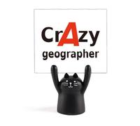 Brief Best Cool Geographer Occupation Memo Holder Cartoon Black Cat Stand Decoration