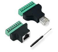 BRIEFCEC 8-Pin Adapter, Covvy CCTV/DVR Ethernet Connector - RJ45 Female Jack to 8 Pin Screw Connector (1xFemale+1xMale)