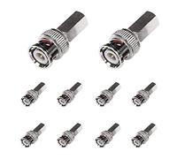 BRIEFCEC BNC Plug CCTV with Brass Centre Pin RG59/RG6 Coaxial Install SDI Adapter for CCTV Surveillance Security Camera DVI Radio Antenna Coaxial Connector Socket (Adapter-1, 10Pcs, Silver)