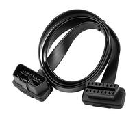 BRIEFCEC OBD2 Extension Cable, 95cm Full 16pin OBD2 Male to Female Extension Cable Flat Ribbon Cable with Angled connectors, Car Auto Male to Female OBD II Extension Cable Diagnostic Adapter