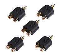 BRIEFCEC RCA Y Adapter - AV Splitter, 5 Pack Gold, Male to Female, Subwoofer, Speaker, AMP, Turntable, Receiver, Home Theater
