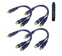 BRIEFCEC RCA Y Splitter - 15cm Extension Cable, 1 Male to 2 Female for Subwoofer, Speaker, AMP, Turntable, Receiver, Home Theater (4Pcs, Blue)