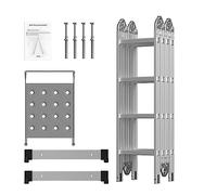 BRIEFNESS 4.7M Folding Aluminium Ladder - 14in1 MultiPurpose Combination Step Ladder for Home DIY Building Use with Platform