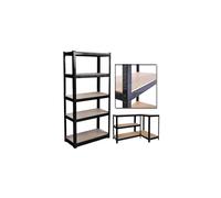 BRIEFNESS 5 Tier Super Strong Heavy Duty Metal Shelving Racking Unit 1500H 700W 300D 175kg Capacity Per Shelf Black For Garage Workshop Warehouse Shed
